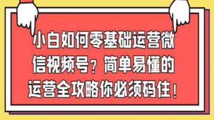 小白如何零基础运营微信视频号？简单易懂的运营全攻略你必须码住！-56课堂