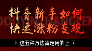 抖音新手如何快速涨粉变现，这五种方法肯定用的上！-56课堂