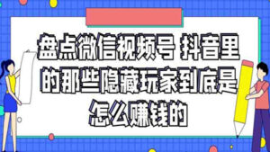 盘点微信视频号,抖音里的那些隐藏玩家到底是怎么赚钱的?-56课堂