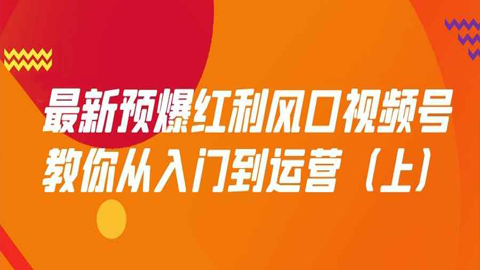 最新预爆红利风口视频号，教你从入门到运营（上）-56课堂