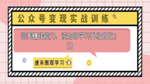 公众号变现实战训练:培养赚钱能力,该如何学习升级自己?(1)-56课堂