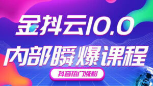 金抖云10.0抖音带货内部瞬爆课程,抖音热门涨粉赚钱-56课堂