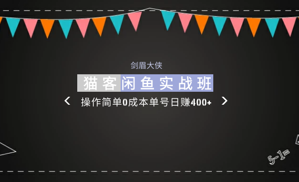 剑眉大侠：猫客闲鱼实战班，操作简单0成本单号日赚400+-56课堂