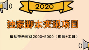 2020独家偏门脚本变现项目，每批带来收益2000-5000（视频+工具）【价值800元】-56课堂