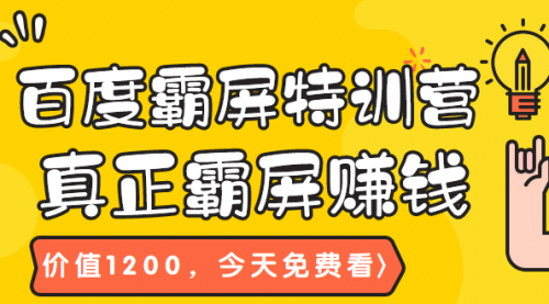 百度霸屏特训营，通过百度霸屏运营赚钱，价值1220元-56课堂