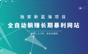 独家新蓝海项目:全自动躺赚长期暴利网站,每天1-2小时,自动化赚钱-56课堂