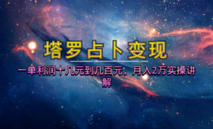 塔罗占卜变现，一单利润十几元到几百元，月入2万实操讲解，个人也能做-56课堂