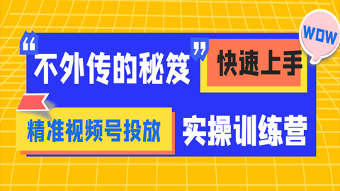 不外传的秘笈：快速上手精准视频号投放实操训练营（1-2）-56课堂