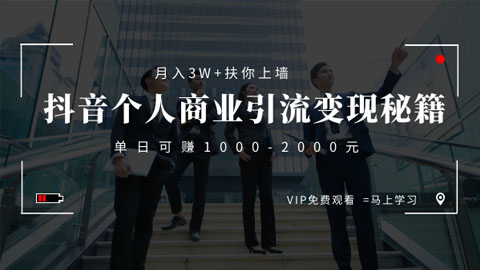 月入3W+扶你上墙，抖音个人商业引流变现秘籍，单日可赚1000-2000元-56课堂