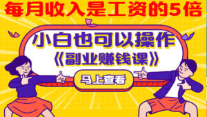 零基础小白也可以操作《副业赚钱课》每月收入是工资的5倍-56课堂