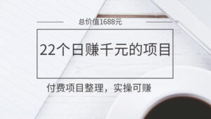 某网赚培训分享的22个日赚千元的项目,实操可赚(价值1688元)-56课堂