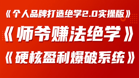 《个人品牌打造绝学2.0实操版》+《师爷赚法绝学》+《硬核盈利爆破系统》-56课堂