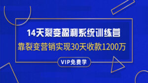 14天裂变盈利系统训练营:靠裂变营销实现30天收款1200万-56课堂