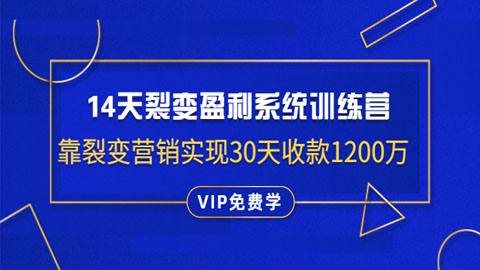 14天裂变盈利系统训练营：靠裂变营销实现30天收款1200万-56课堂