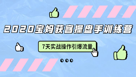 2020宝妈获客操盘手训练营：7天实战操作引爆 母婴、都市、购物宝妈流量-56课堂