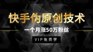 最新快手伪原创搬运技术分享，只需一个月，实战轻松拥有50w+粉丝-56课堂