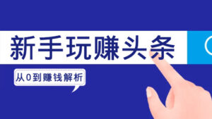 新手玩赚头条,从0到赚钱全方位解析,简单操作,稳定赚钱-56课堂