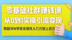 零基础社群赚钱课:从0到1实操引流变现,帮助18W学员实现月入几万到上百万-56课堂