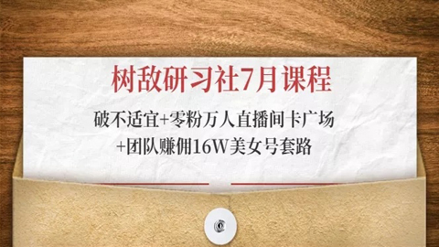 树敌研习社7月课程：破不适宜+零粉万人直播间卡广场+团队赚佣16W美女号套路-56课堂