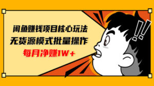 闲鱼赚钱项目核心玩法,无货源模式批量操作,每月净赚1W+-56课堂