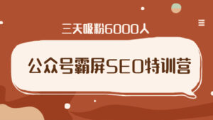 公众号霸屏SEO特训营,通过公众号被动精准引流,三天吸粉6000人【完结】-56课堂