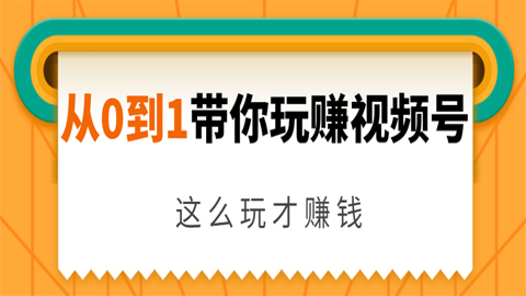 从0到1带你玩赚视频号：这么玩才赚钱，日引流500+日收入1000+核心玩法-56课堂