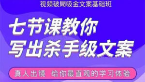 视频破局吸金文案基础班：七节课教你写出杀手级文案，真人出镜，给你最直观的学习体验-56课堂