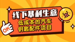 线下暴利赚钱生意，低成本高利润的汽车钥匙配件项目，兼职每月多赚1W+【视频教程】-56课堂
