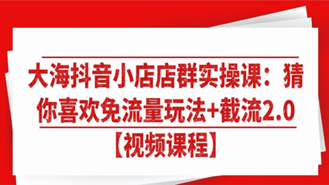 大海抖音小店店群实操课：猜你喜欢免流量玩法+截流2.0【视频课程】-56课堂