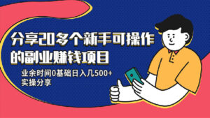 分享20多个新手可操作的副业赚钱项目:业余时间0基础日入几500+实操分享-56课堂