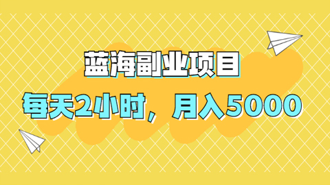 蓝海副业项目，每天2小时，月入5000，附详细操作流程，只要去操作就能赚到钱-56课堂