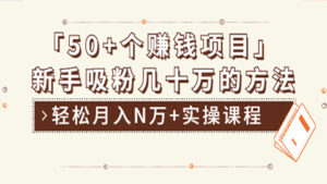 分享50+个最新2021赚钱项目：新手吸粉几十万方法，轻松月入N万+实操课程-56课堂