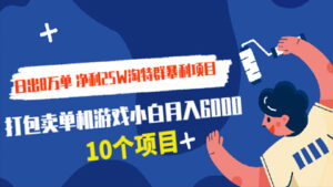 日出8万单，净利25W淘特群暴利项目+打包卖单机游戏小白月入6000（10个项目）-56课堂