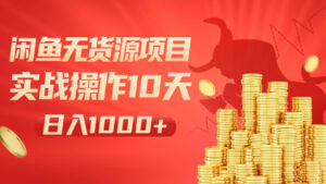 闲鱼无货源项目:实战操作10天做到日入1000+,新手老手都可以做!-56课堂