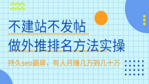 不建站不发帖做外推排名方法实操,持久seo霸屏,灰白通用,有人月赚几万到几十万-56课堂