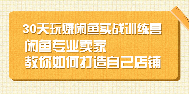 30天玩赚闲鱼实战训练营，闲鱼专业卖家教你如何打造自己店铺-56课堂