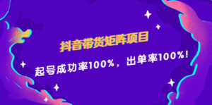 抖音带货矩阵项目,起号成功率100%,出单率100%!-56课堂