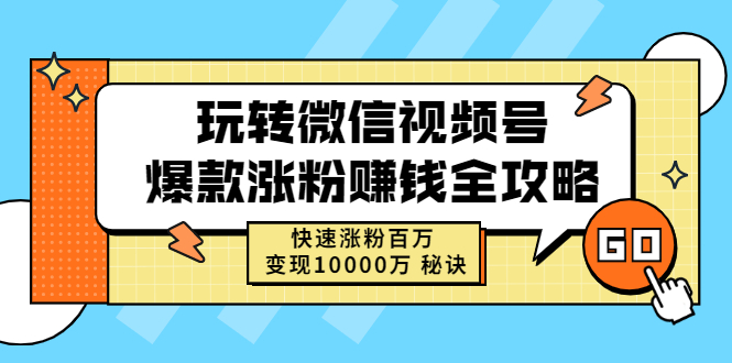 玩转微信视频号爆款涨粉赚钱全攻略，快速涨粉百万，变现10000万 秘诀-56课堂