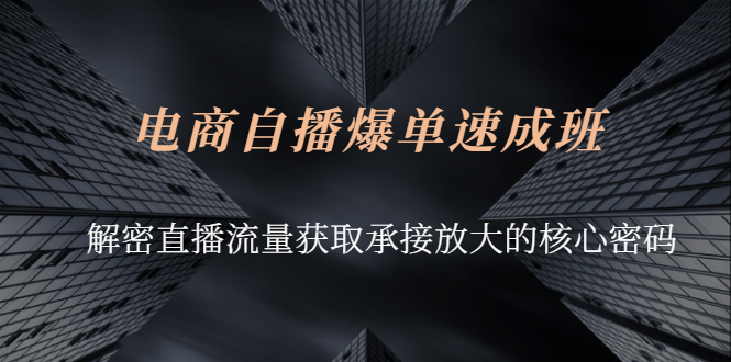 电商自播爆单速成班：解密直播流量获取承接放大的核心密码-56课堂