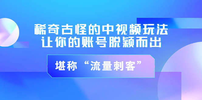 稀奇古怪的中视频玩法，让你的账号脱颖而出，堪称“流量刺客”（图文+视频) -56课堂