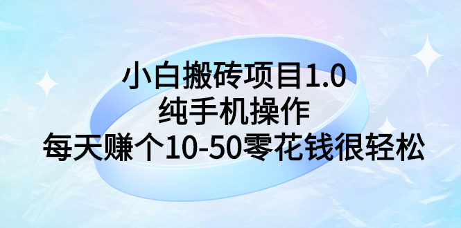 小白搬砖项目1.0，纯手机操作，每天赚个10-50零花钱很轻松-56课堂