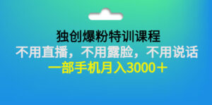 独创爆粉特训课程:不用直播,不用露脸,不用说话 一部手机月入3000+-56课堂