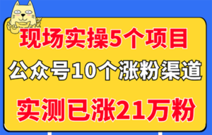 现场实操5个公众号项目,10个涨粉渠道,实测已涨21万粉!-56课堂