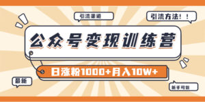 【某公众号变现营第二期】0成本日涨粉1000+让你月赚10W+（8月24号更新）-56课堂
