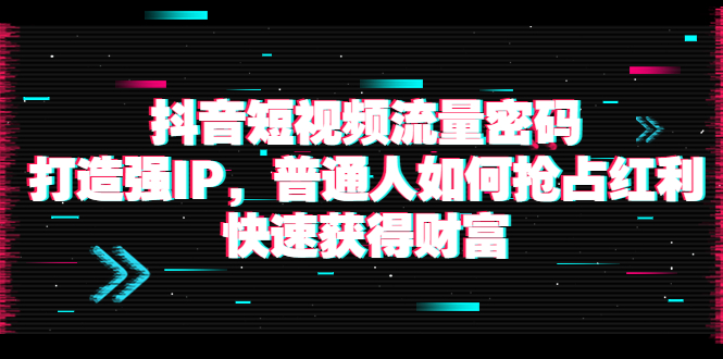 抖音短视频流量密码：打造强IP，普通人如何抢占红利，快速获得财富-56课堂