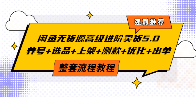 闲鱼无货源高级进阶卖货5.0，养号+选品+上架+测款+优化+出单整套流程教程-56课堂