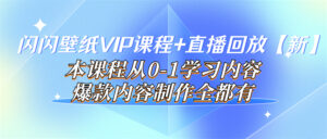 闪闪壁纸VIP课程+直播回放【新】本课程从0-1学习内容,爆款内容制作全都有-56课堂