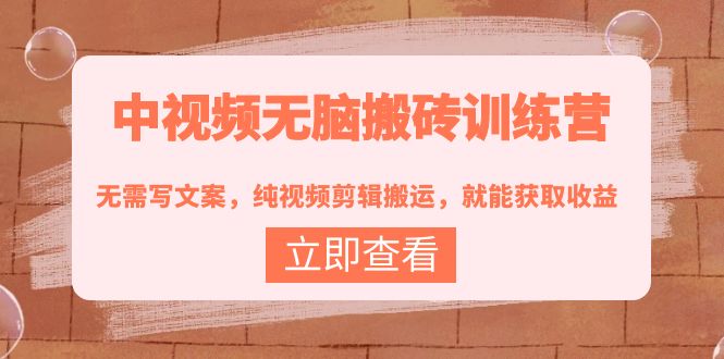 中视频无脑搬砖训练营：无需写文案，纯视频剪辑搬运，就能获取收益！-56课堂