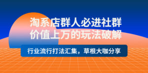 淘系店群人必进社群,价值上万的玩法,行业流行打法汇集,草根大咖分享-56课堂
