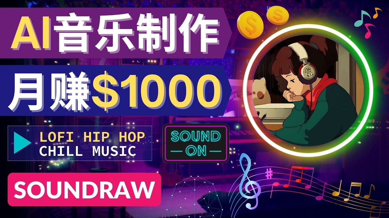 无需任何音乐基础： 使用AI软件制作Lofi Hip Hop Chill Music 月赚1000美元-56课堂